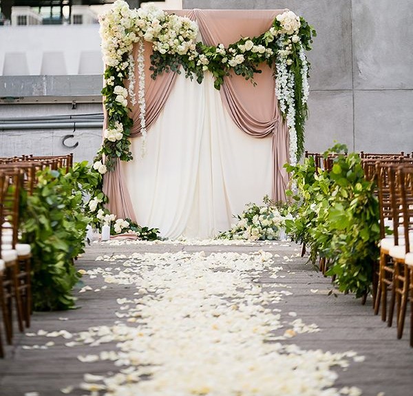 Modern rooftop setup with cultural design